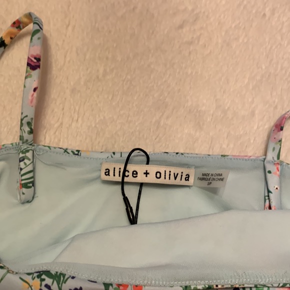 Alice + Olivia NWT Penny Scoop Crop Top Blue Floral Size Small - Picture 12 of 13